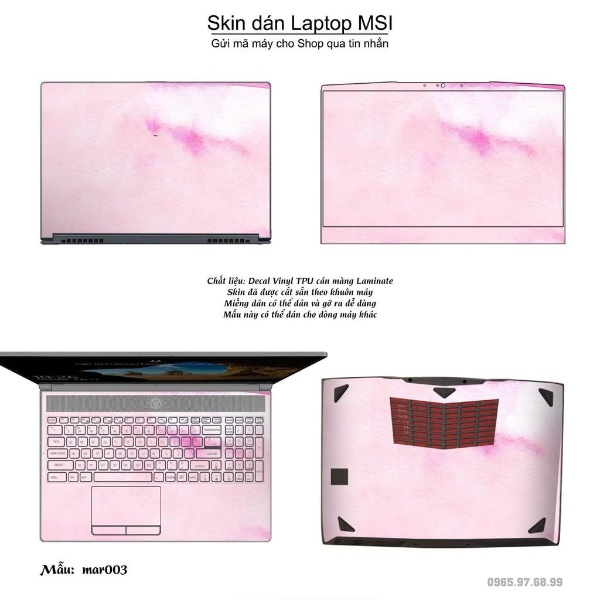 Skin dán Laptop MSI in hình vân Marble (inbox mã máy cho Shop)