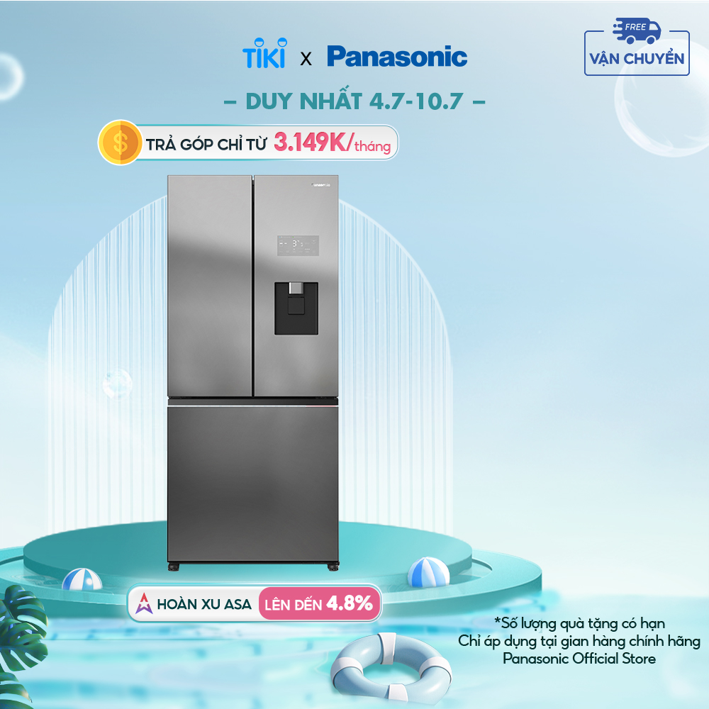 Tủ lạnh Panasonic Prime+ 3 cánh NR-CW530XHHV 495L - Cảm biến thông minh - Vòi lấy nước ngoài kháng khuẩn, khử mùi tiện lợi  - Chức năng làm đá tự động - Bảo hành 24 tháng - Hành chính hãng