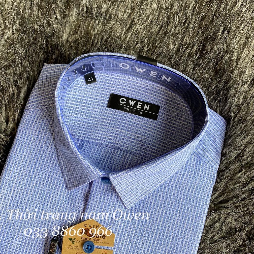 OWEN - Áo sơ mi dài tay Owen REGULAR FIT vải sợi cafe màu xanh nhạt 23352