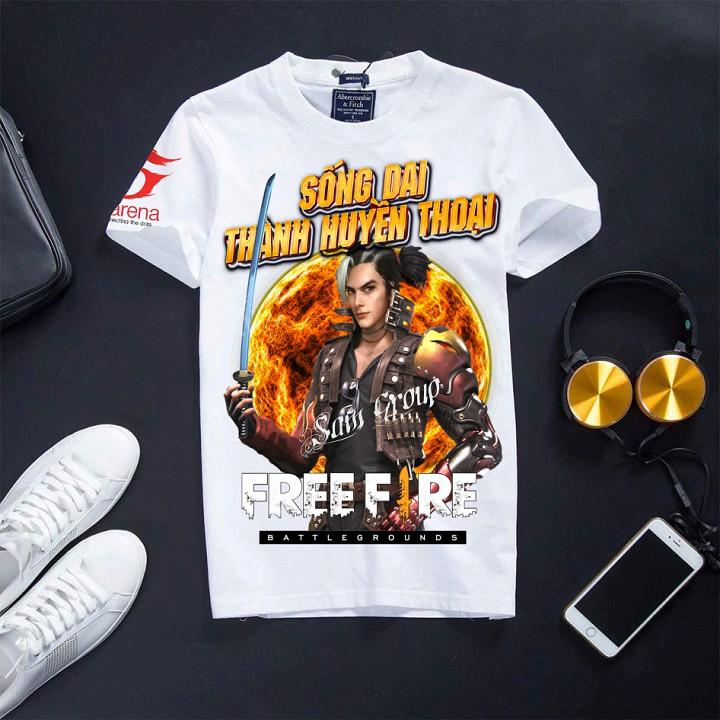 Áo Free Fire In Hình Hayato Cực Chất Cổ Tròn Màu Trắng