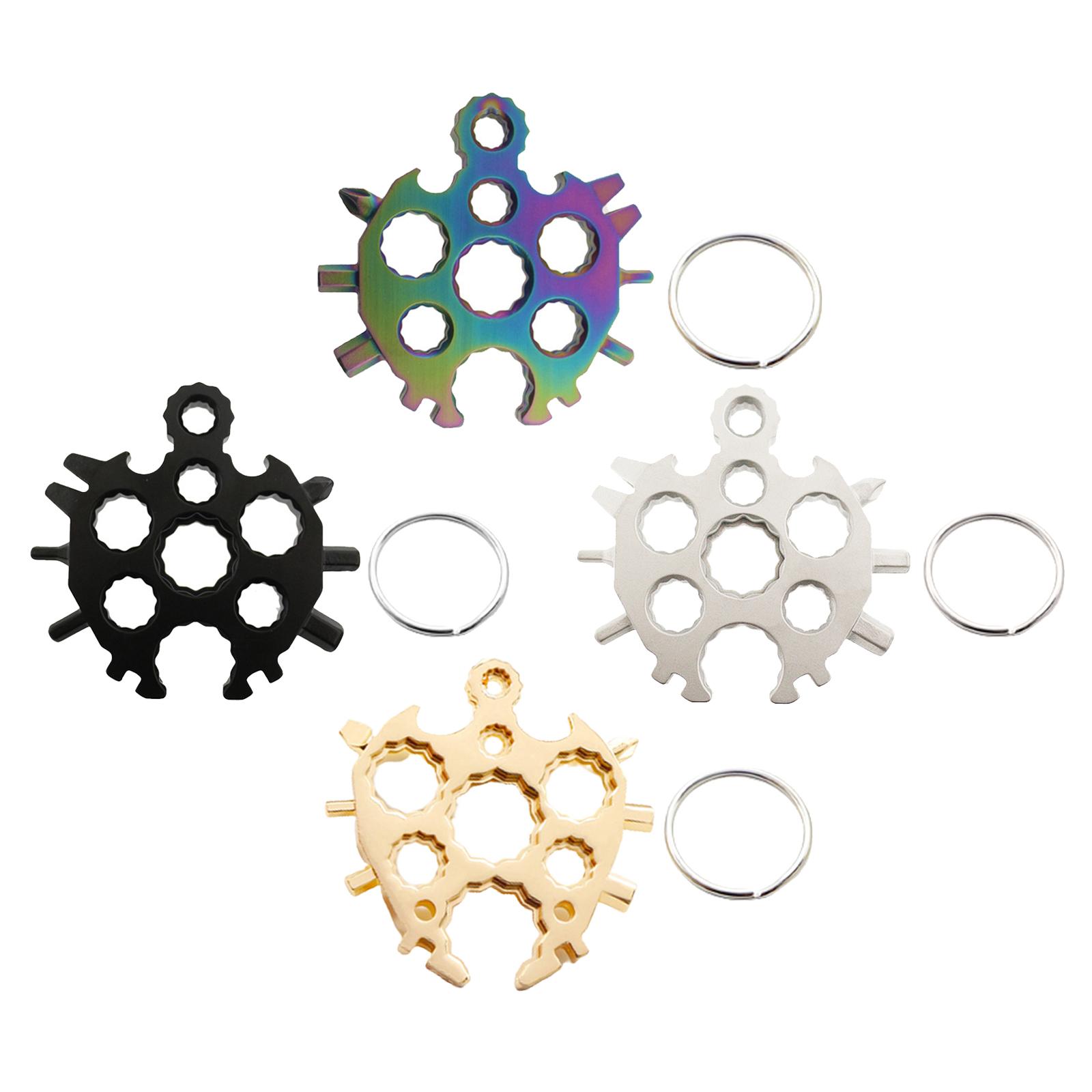 20-in-1 Snowflake Multi-Tool, Alloy Steel Easy Use Portable Phillips/Slotted Screwdriver Key Chain with Rings Bottle Opener for Outdoor Emergency