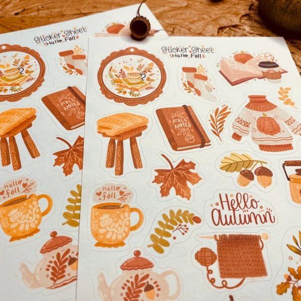 Sticker sheet hello fall- chuyên dán, trang trí sổ nhật kí, sổ tay | Bullet journal sticker - unim062