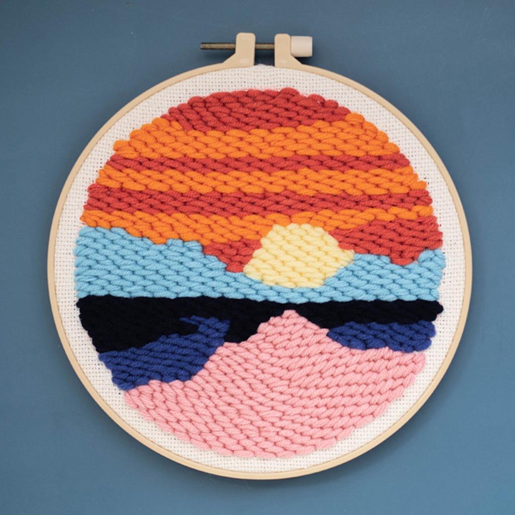 Punch  Kit with Adjustable Punch  Yarn for Beginners - Sunset