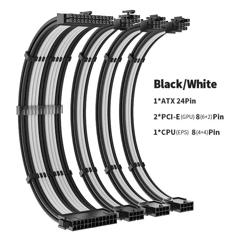 Teucer 350mm PSU Mở rộng bộ cáp Bo mạch chủ ATX 24Pin GPU PCI-E 6 2PIN 8PIN CPU EPS 4 4PIN 18AWG Dây nguồn điện dây điện