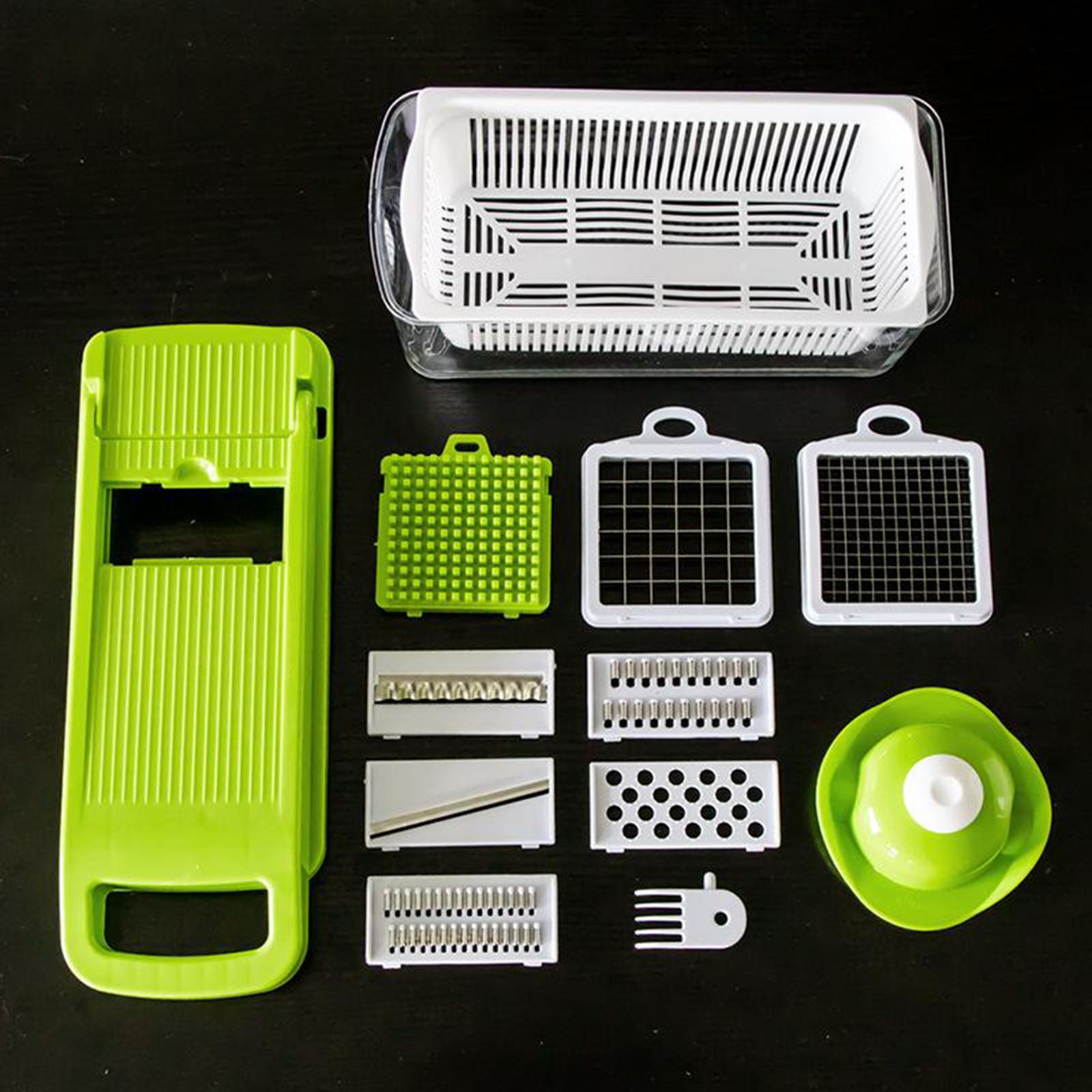 8 in 1 Vegetable Chopper for Salad Potato Food Chopper Kitchen Gadgets green