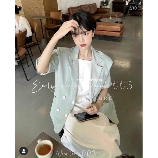 Áo Blazer Xanh Tay Lỡ Freesize - Kèm Hình Thật