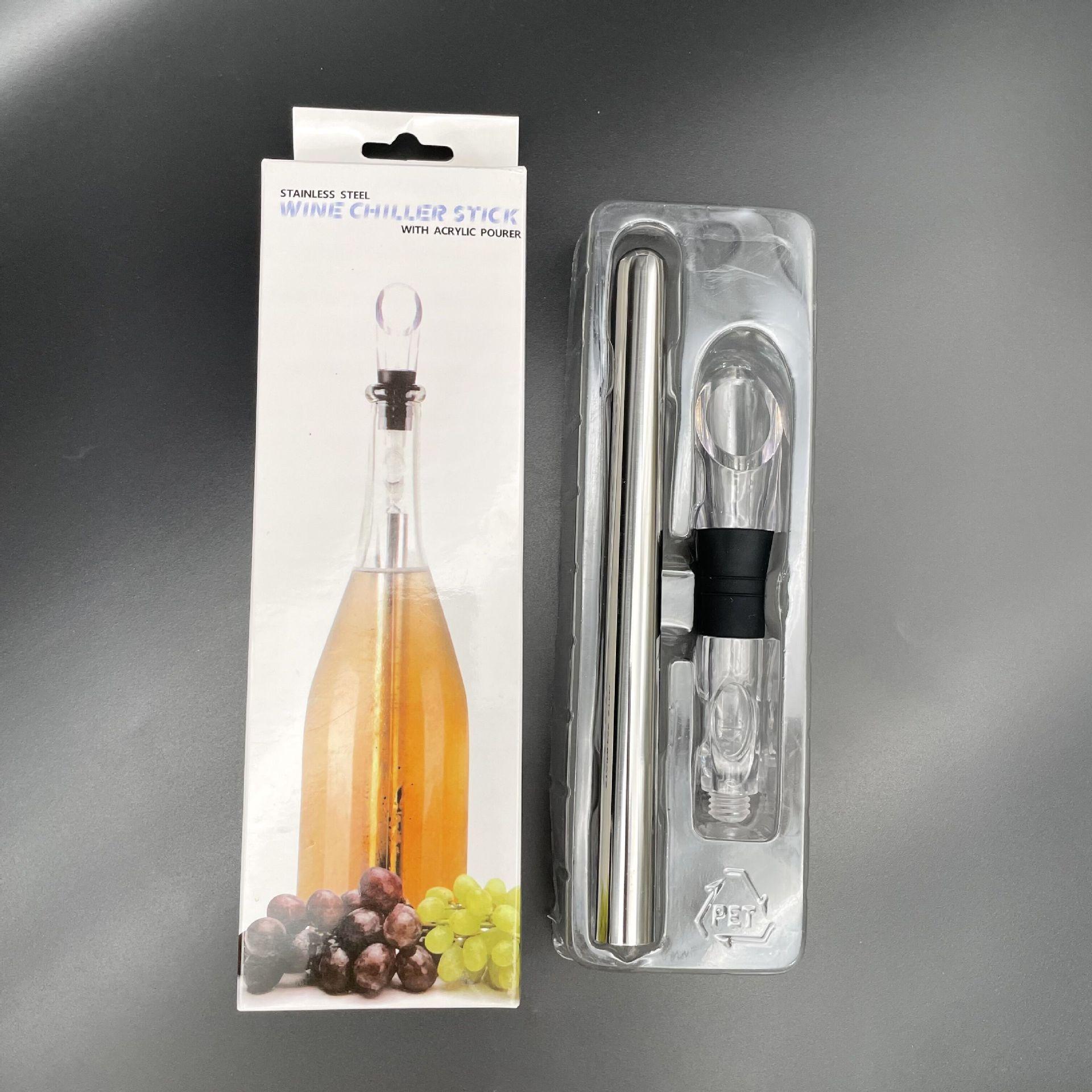 Máy Làm Lạnh Rượu, Thanh Làm Mát Chai Rượu Bằng Thép Không Gỉ 3 Trong 1 - Thanh Làm Lạnh Rượu Nhanh Không Đá Với Máy Sục Khí Và Máy Rót - Phụ Kiện Rượu Hoàn Hảo Gif