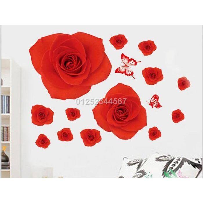 Decal dán tường Bông hồng đỏ