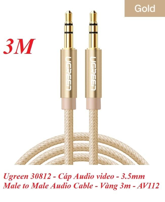 Ugreen UG30812AV112TK 3M màu Vàng Cáp âm thanh 2 đầu 3.5mm dương - HÀNG CHÍNH HÃNG