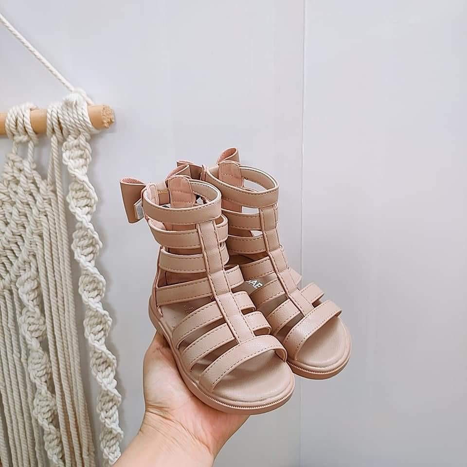 Giày Sandal chiến binh bé gái - Sandal bé gái cao cổ phong cách Hàn Quốc chất da PU siêu mềm êm chân MG Baby V656