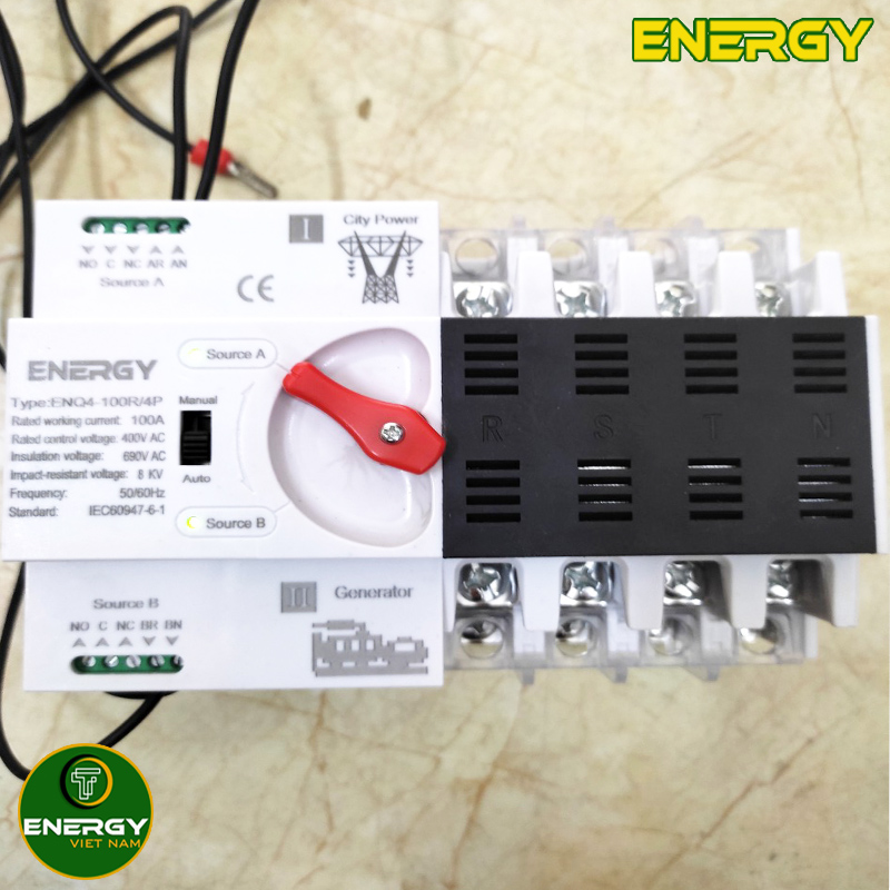 ATS Chuyển Nguồn 4P 100A Loại AC230V Din Rail Tự Động / Bằng Tay Từ Lưới Điện - Lưới Điện Hoặc Từ Lưới Điện - Máy Phát