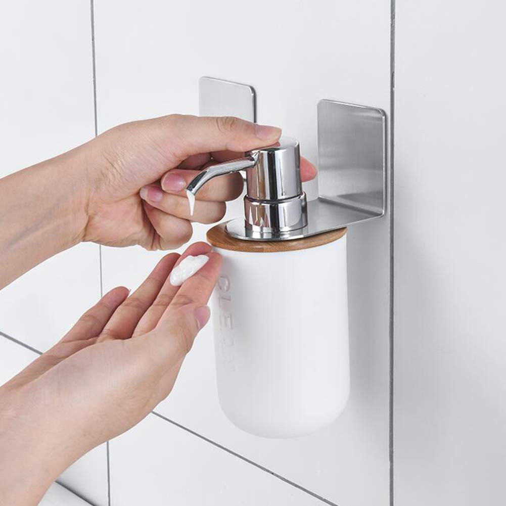 Bộ móc treo cổ chai nước rửa tay, dầu gội Inox SUS304 dán tường gạch men siêu chắc chắn