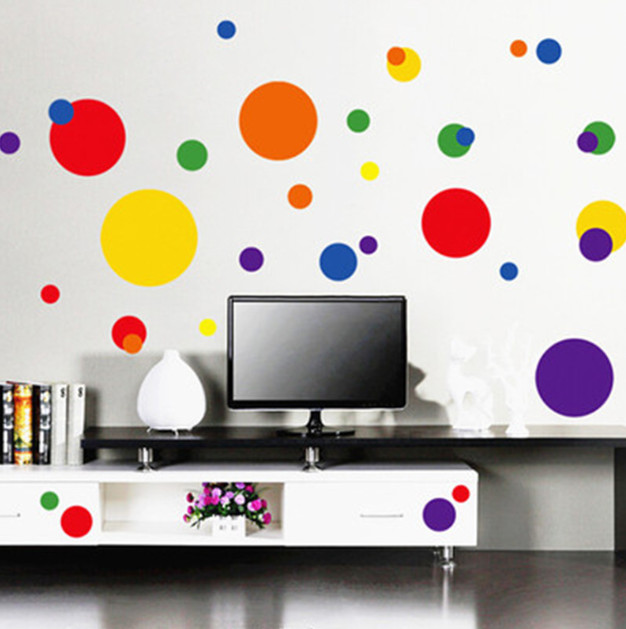 Decal trang trí tường - Họa tiết HÌNH TRÒN SẮC MÀU cho bé