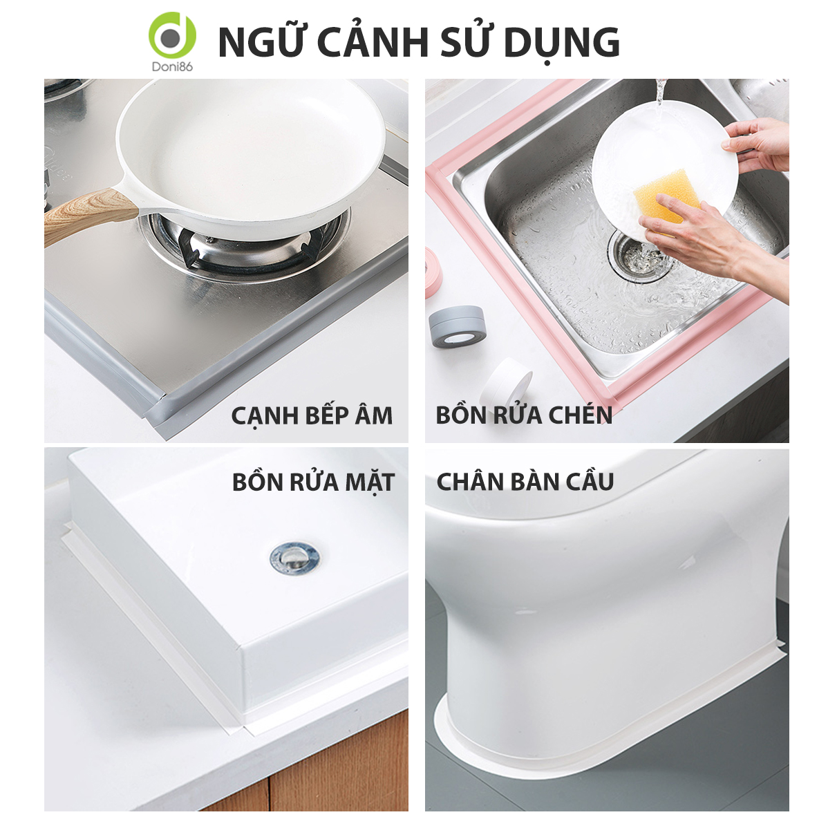 Băng keo chống thấm nước, nấm mốc bám vào dùng dán kẽ hở bếp, chậu rửa chén, nhà vệ sinh - DOPK152