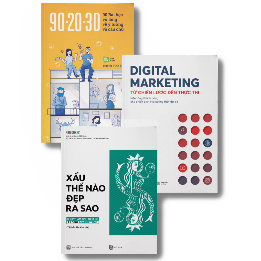 Combo Sách Marketing bán chạy nhất (90-20-30 + Rio book No.1 + Digital marketing)