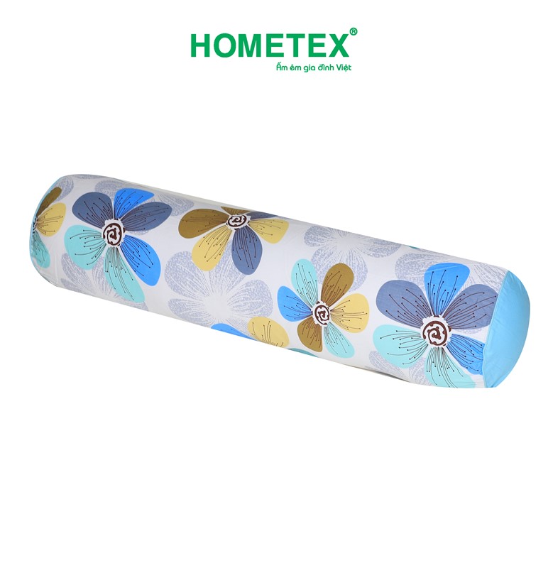 Gối ôm dây kéo phối cotton hoa Hometex (37 x 105 cm) - Giao màu ngẫu nhiên