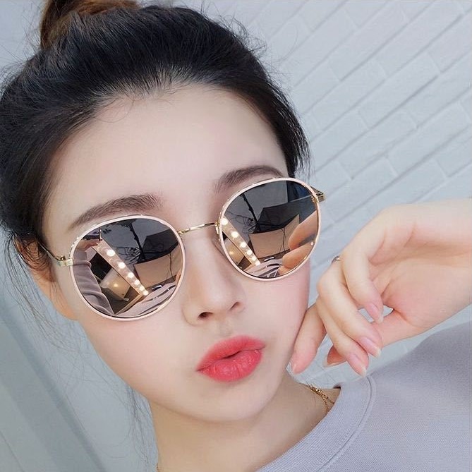 Kính râm tròn phân cực chống tia UV phong cách nữ sinh Hàn Quốc - WKM20
