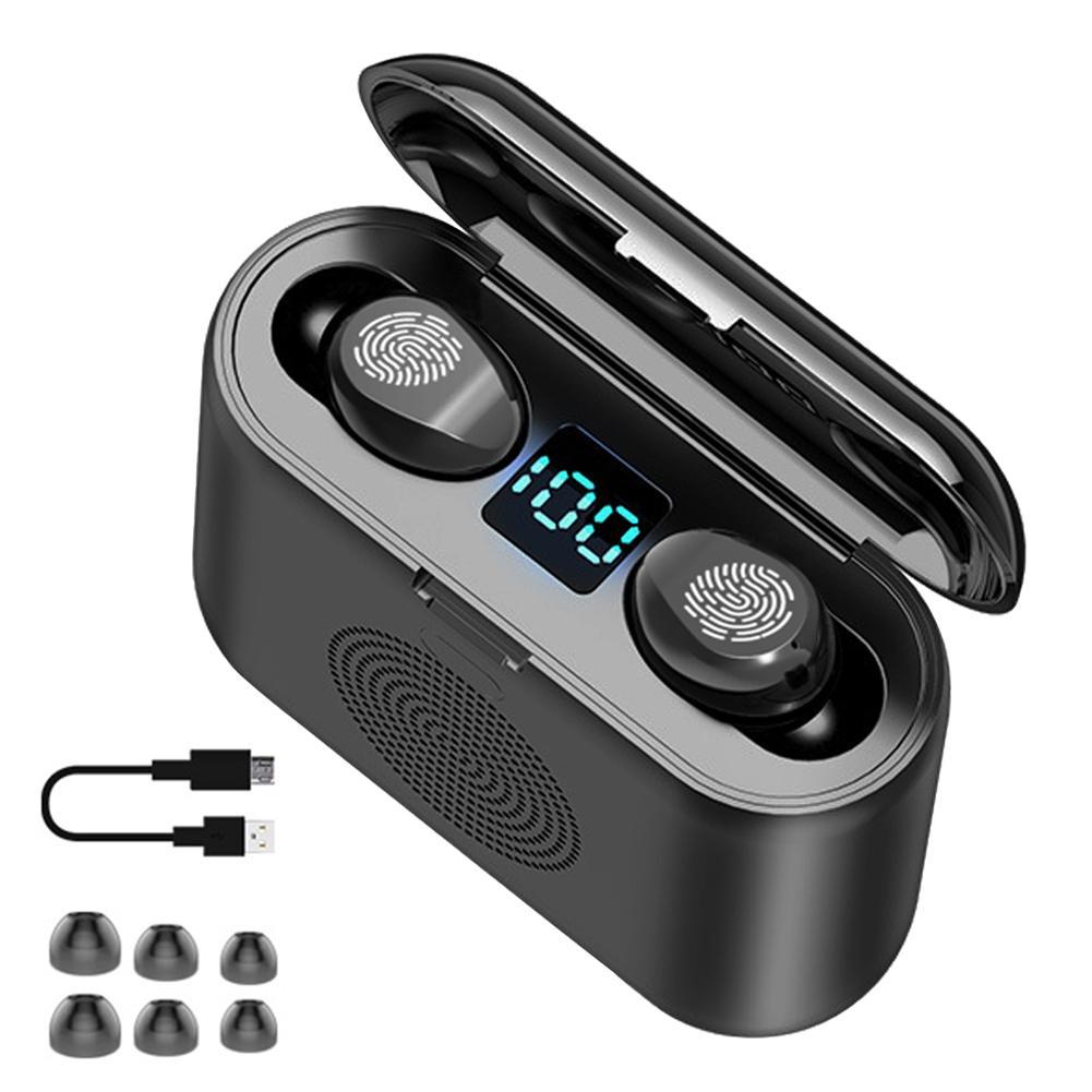 TWS  F9 3 Trong 1 Mini Tai Nghe Bluetooth  5.0 Cảm Ứng Thông Minh tặng kèm dock sạc kiêm loa bluetooth Stereo Tai Nghe Không Dây 9D  Âm Thanh Vòm loa Phiên Bản mới nhất 2019 -chính hãng