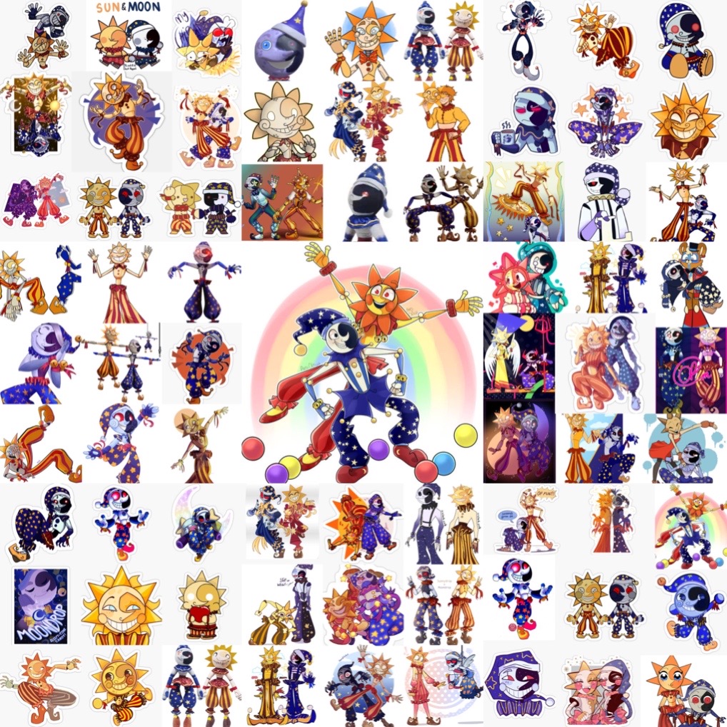 Sticker dán sun and moon 30-60ảnh khác nhau/ Sticker Game five nights