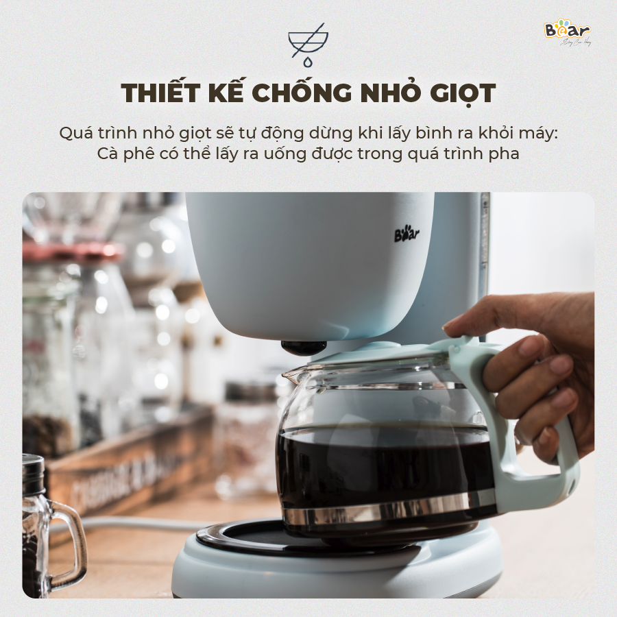 Máy Pha Cà Phê Mini Bear Nhỏ Gọn Tiện Dụng Pha Trà Pha Coffee Tự Động Giữ Ấm Loại Bỏ Cặn SB-CF06A HÀNG CHÍNH HÃNG