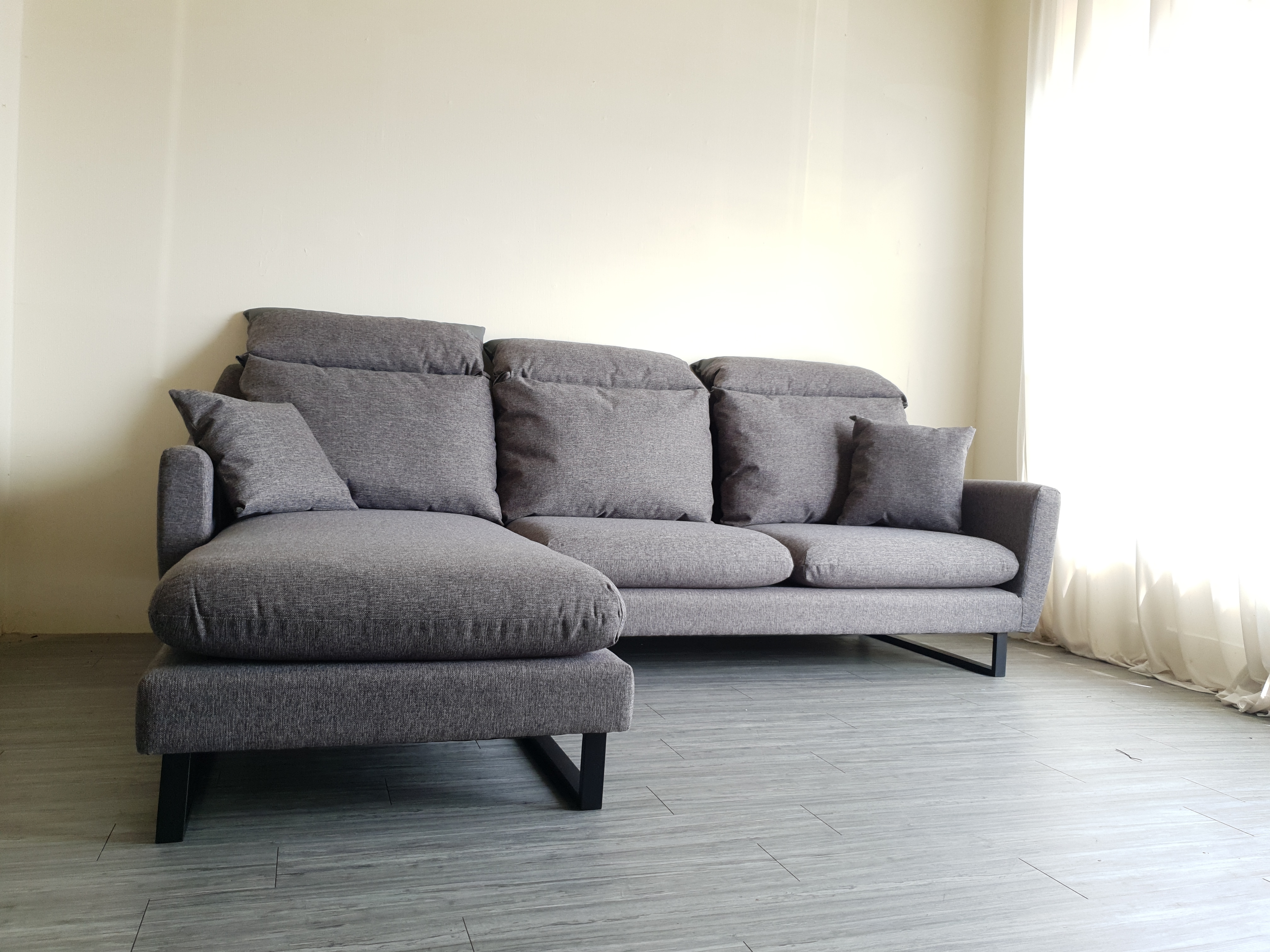 Sofa bed góc L Juno sofa màu xám, kem