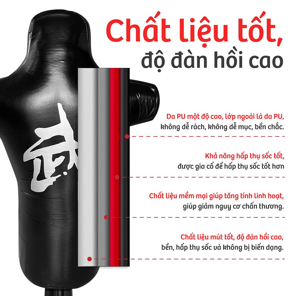 BG Trụ Đấm Bốc BG028 - Đen Tự Cân Bằng Cao Cấp BOXING PILE, Bao Cát Đấm Bốc Võ Thuật,Trụ Hơi Đấm Bốc Phản Xạ