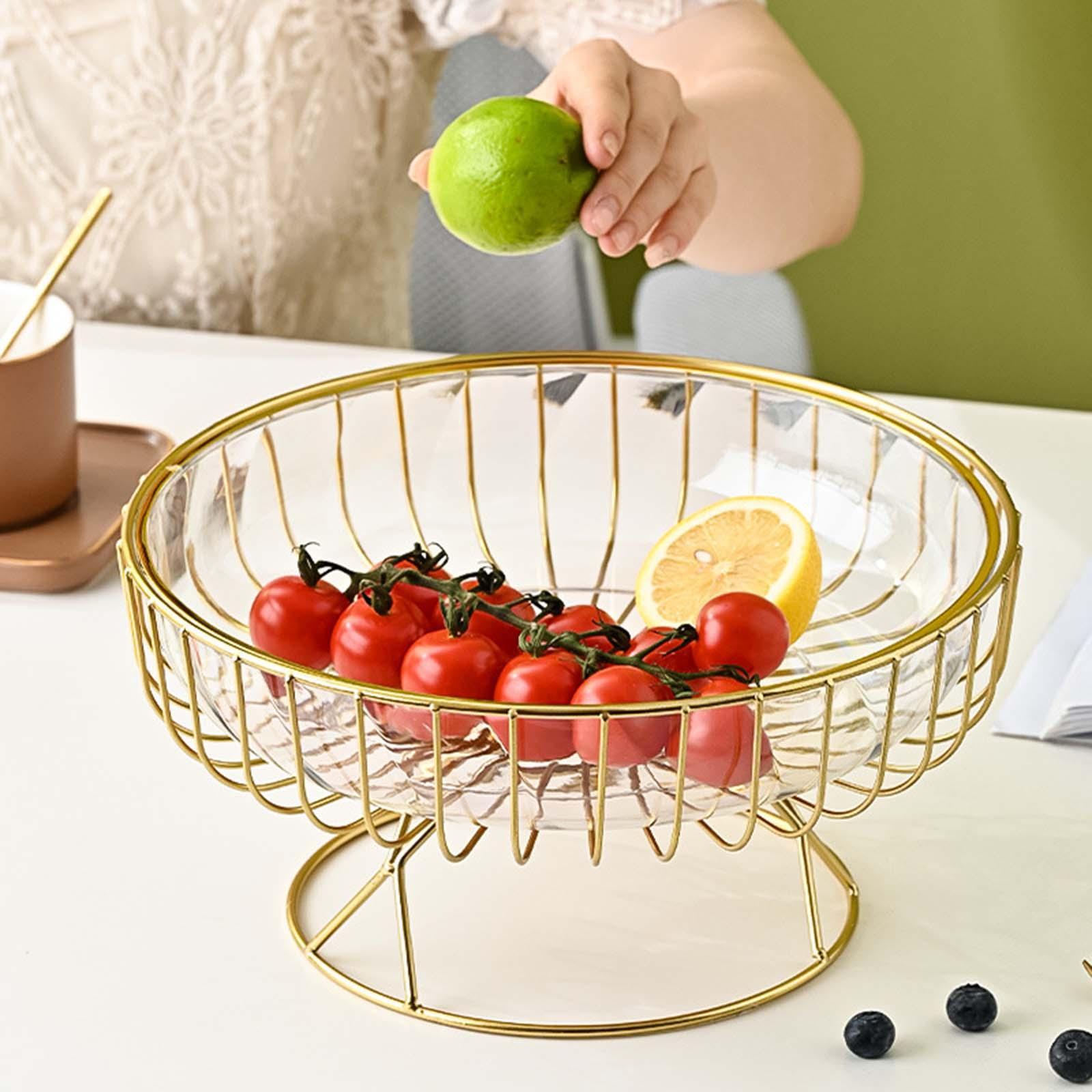 Metal Wire Fruit Storage Basket Snack Vegetables Serving Bowl Basket Holder Fruit Bowl for Table Centerpiece Kitchen Tabletop