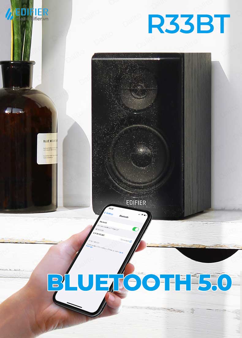 Loa Bluetooth Edifier R33BT (Màu Đen), Kết Nối Máy Tính Cổng AUX, Công Suất 10W, Nghe Nhạc Driver Bass 92mm