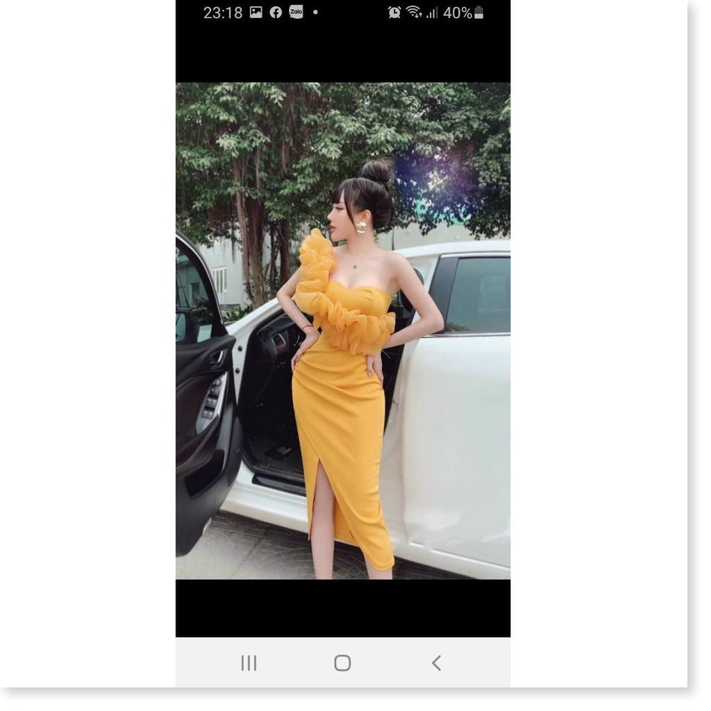 ĐẦM POLY PHỐI VOAN KIẾNG,THIẾT KẾ HỌA TIẾT TRƠN NHƯNG KHÔNG KÉM PHẦN SANG TRỌNG LANA FASHION