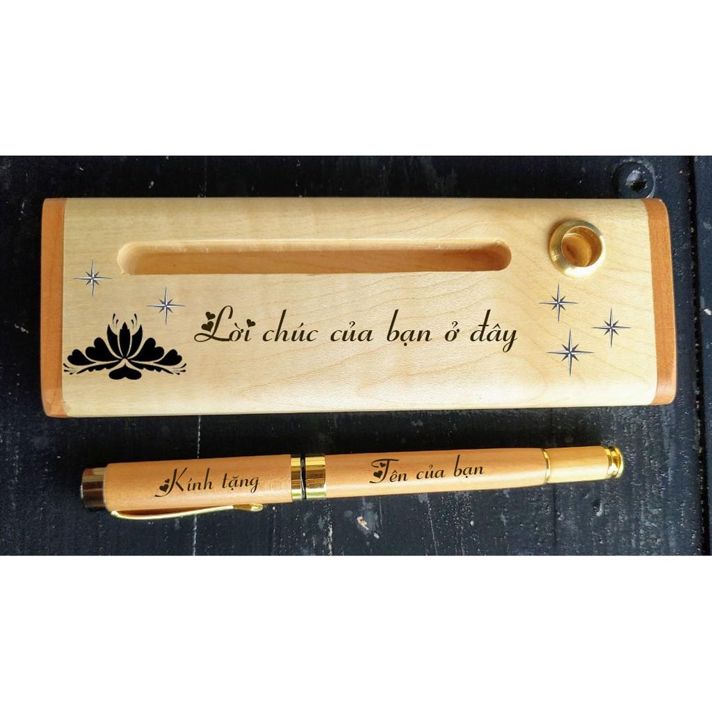 Bút tre, bút gỗ, hộp bút gỗ khắc tên, quà tặng gỗ theo yêu cầu của khách hàng