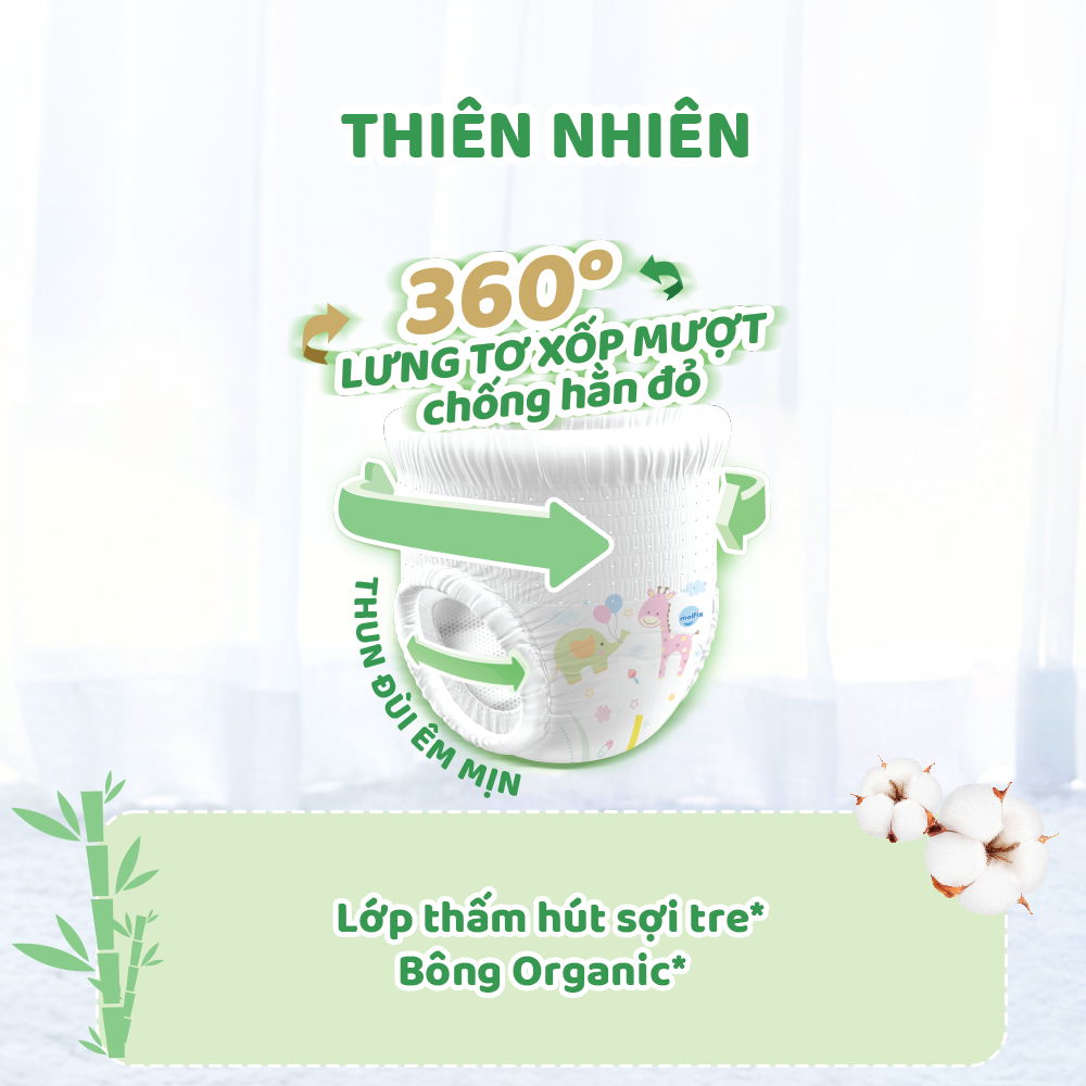 Tã/bỉm quần Molfix Thiên nhiên Jumbo XXXL - Gói 24+6 miếng