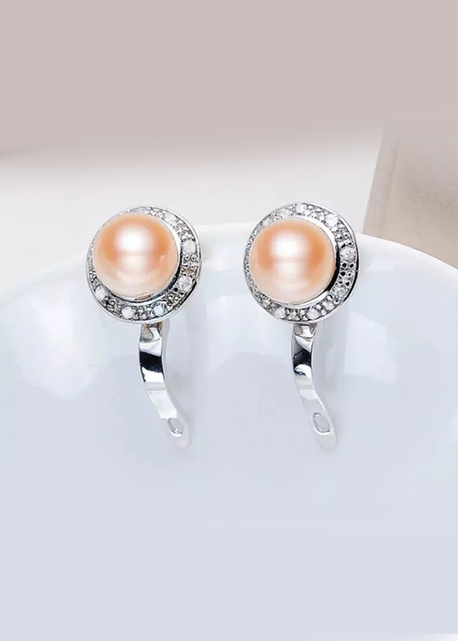 Bông tai ngọc viền đá zircon sang trọng BHBT338