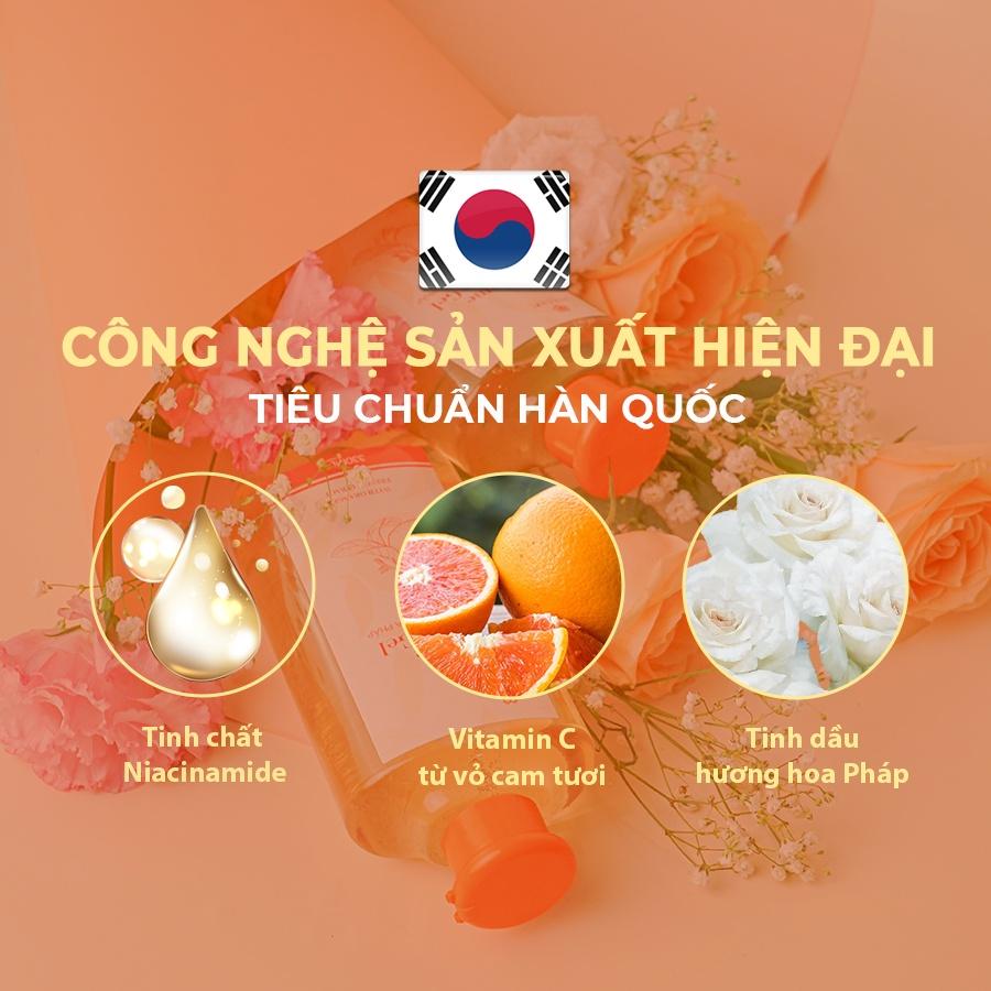 Sữa tắm dưỡng ẩm Bergami, tinh chất VITAMIN C từ CAM TƯƠI, cấp ẩm dưỡng sáng da thơm lâu lưu hương 12 giờ - 330ml