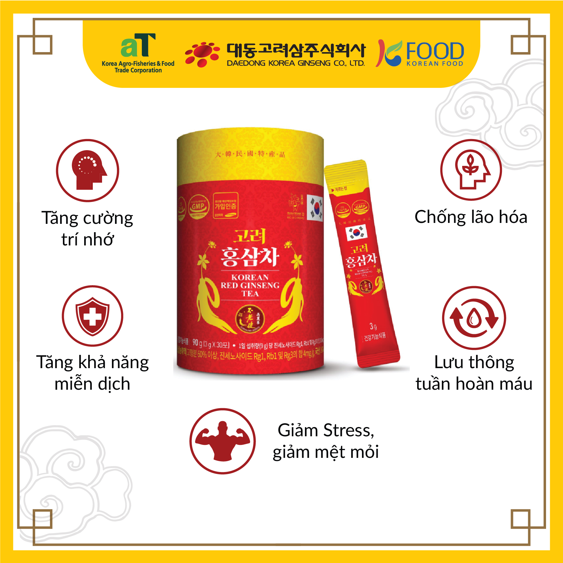 Trà Hồng Sâm Hàn Quốc – Korean Red Ginseng Tea (dạng hộp 30 gói)