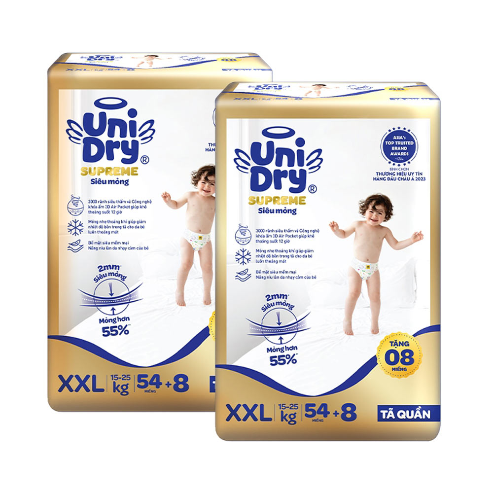 Combo 2Tã quần Unidry G3X Supreme siêu mỏng size XXL - 54+8 miếng