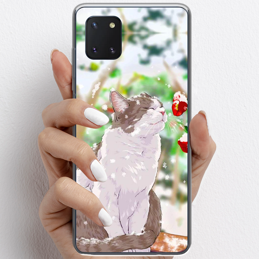 Ốp lưng cho Samsung Galaxy Note 10 Lite nhựa TPU mẫu Mèo trắng