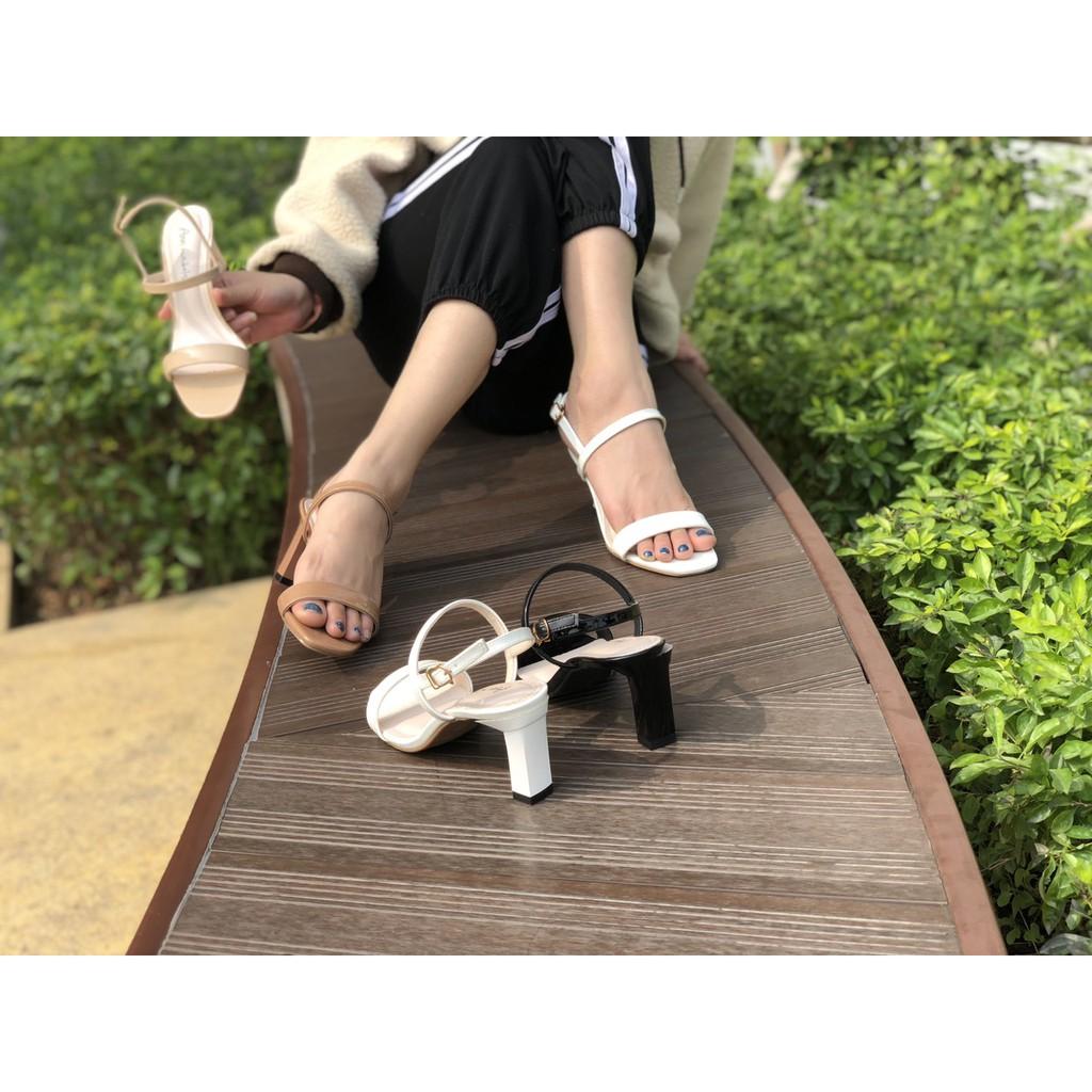 Giày sandal 7 phân gót trụ phối dây mảnh