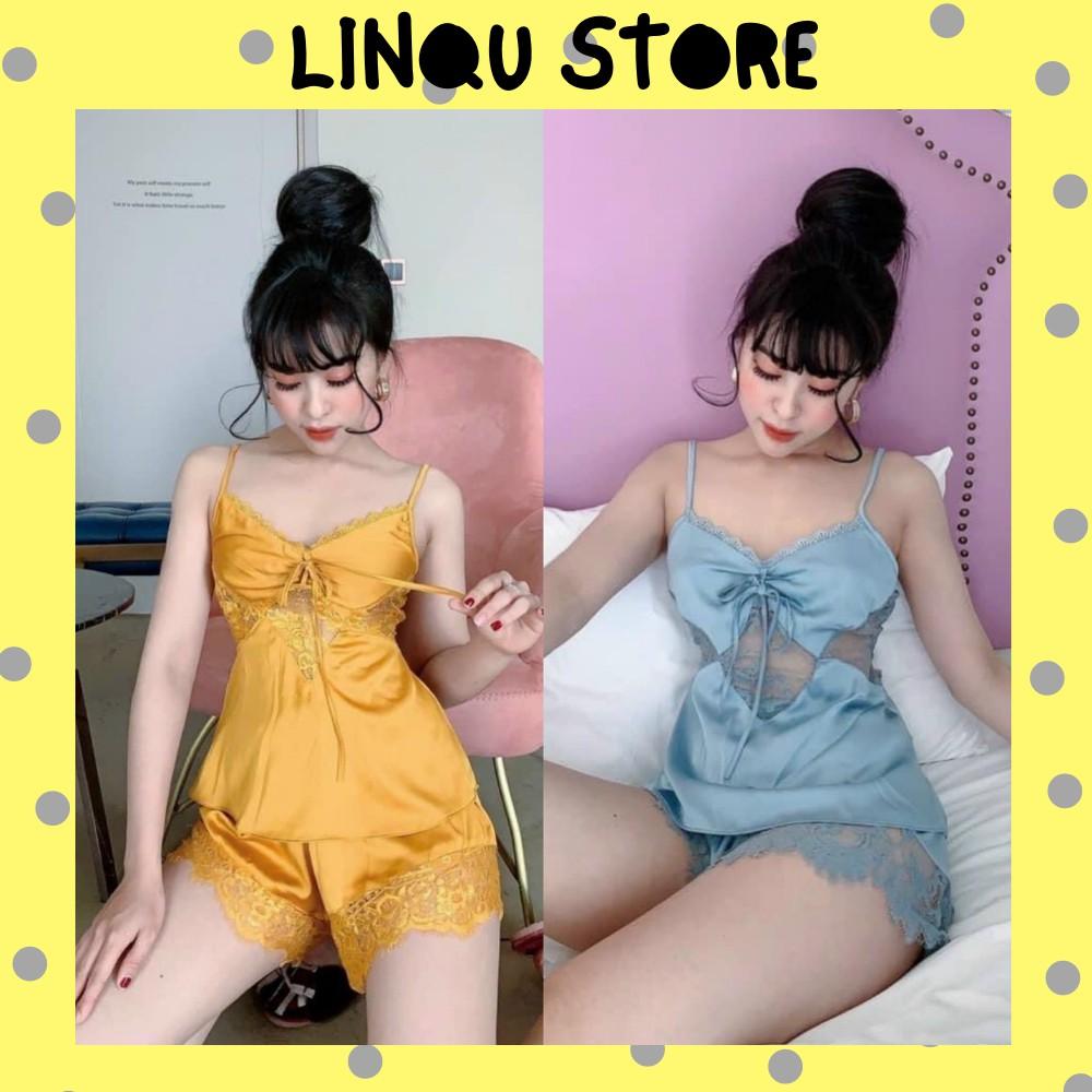 Đồ ngủ sexy - Đồ ngủ sexy phối ren, đồ ngủ 2 dây cao cấp chất lụa mịn Freesize dưới 60kg