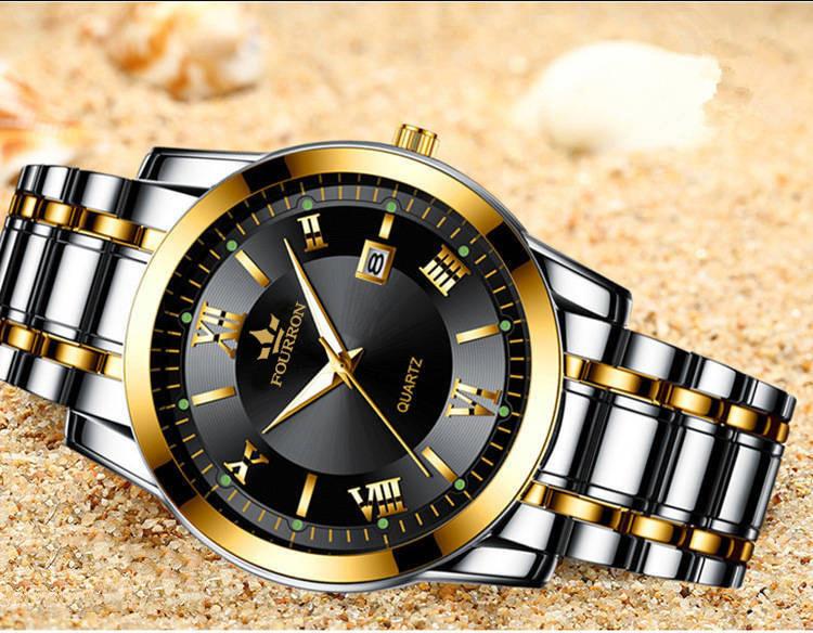 Đồng hồ nam FOURRON F1128 santafe watch 2020 Lịch ngày dây thép không gỉ cao cấp