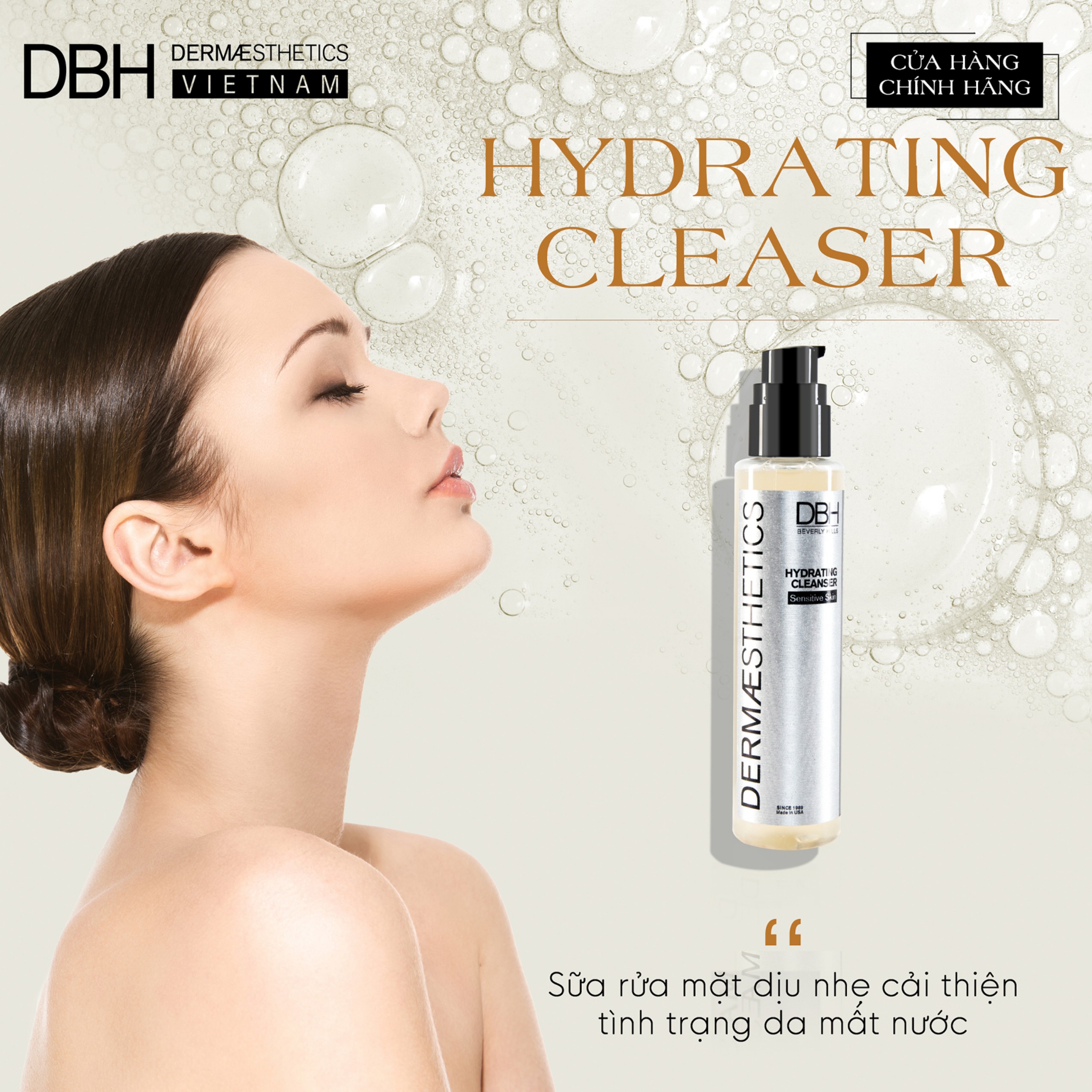 SỮA RỬA MẶT DỊU NHẸ, KHÔNG BỌT- HYDRATING CLEANSER DBH DƯỠNG ẨM SÂU CHO DA KHÔ, NHẠY CẢM