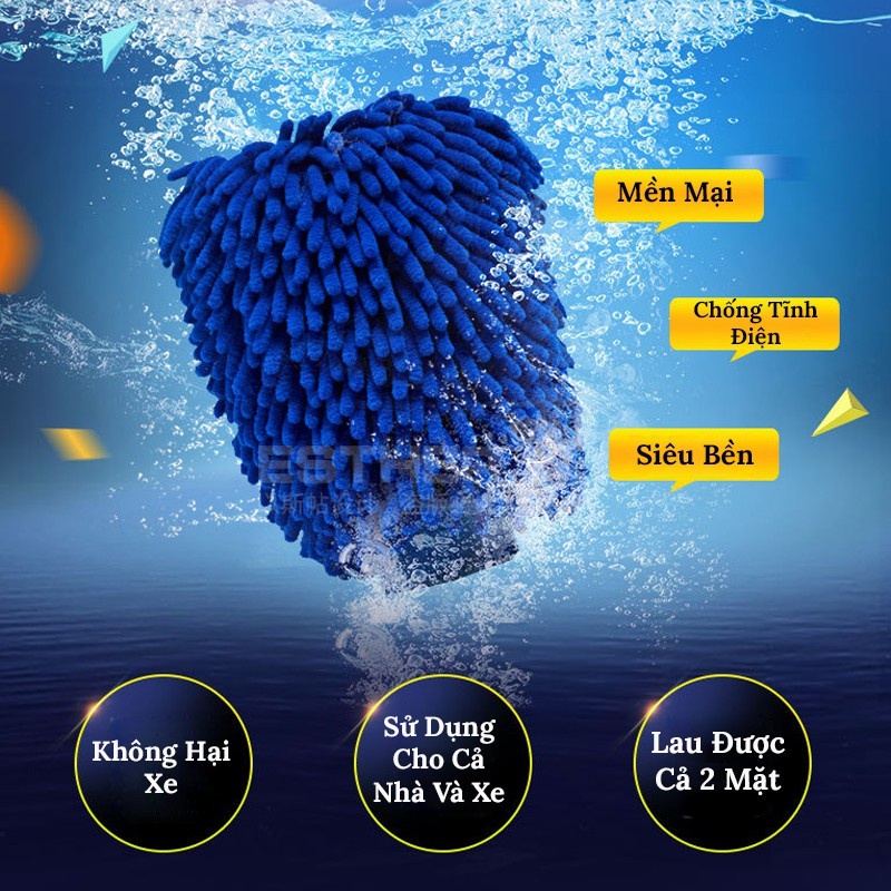 Găng Tay Rửa Xe Máy, Ô Tô Bằng Sợi Microfiber Chống Trầy Sơn | Găng Tay Rửa Xe Sợi Microfiber Mềm Mịn, Tạo Nhiều Bọt, Tránh Trầy Xước Sơn Xe