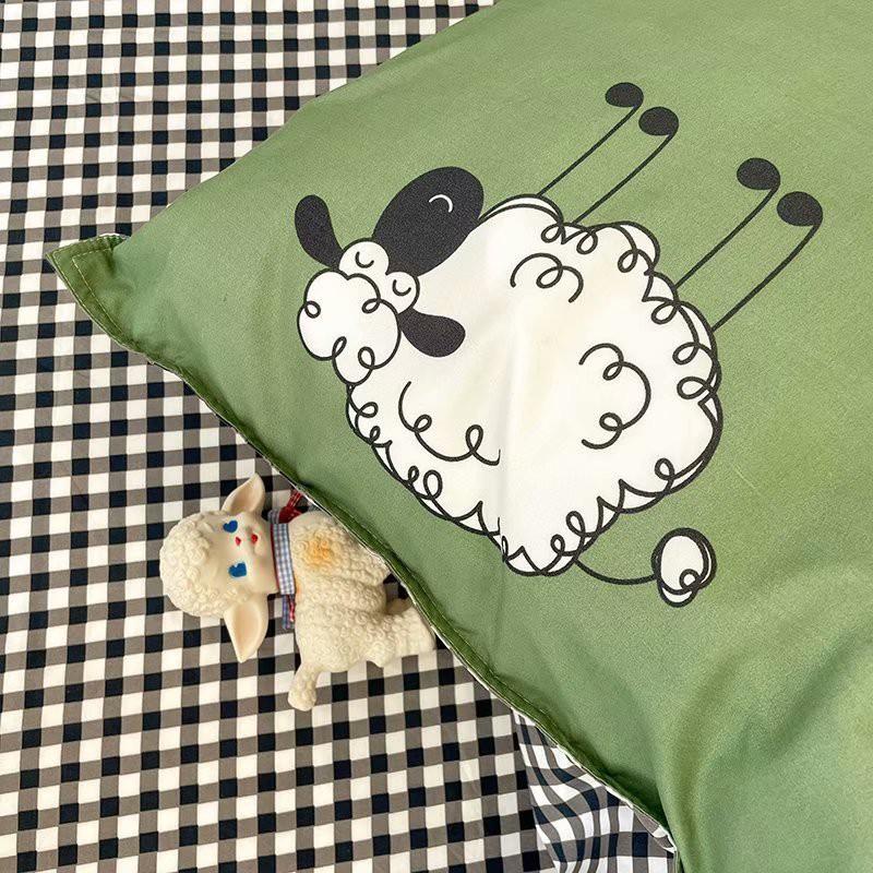 Bộ chăn ga gối Cotton Poly M2T bedding Cừu bông, vỏ chăn mền, drap giường và 2 vỏ gối