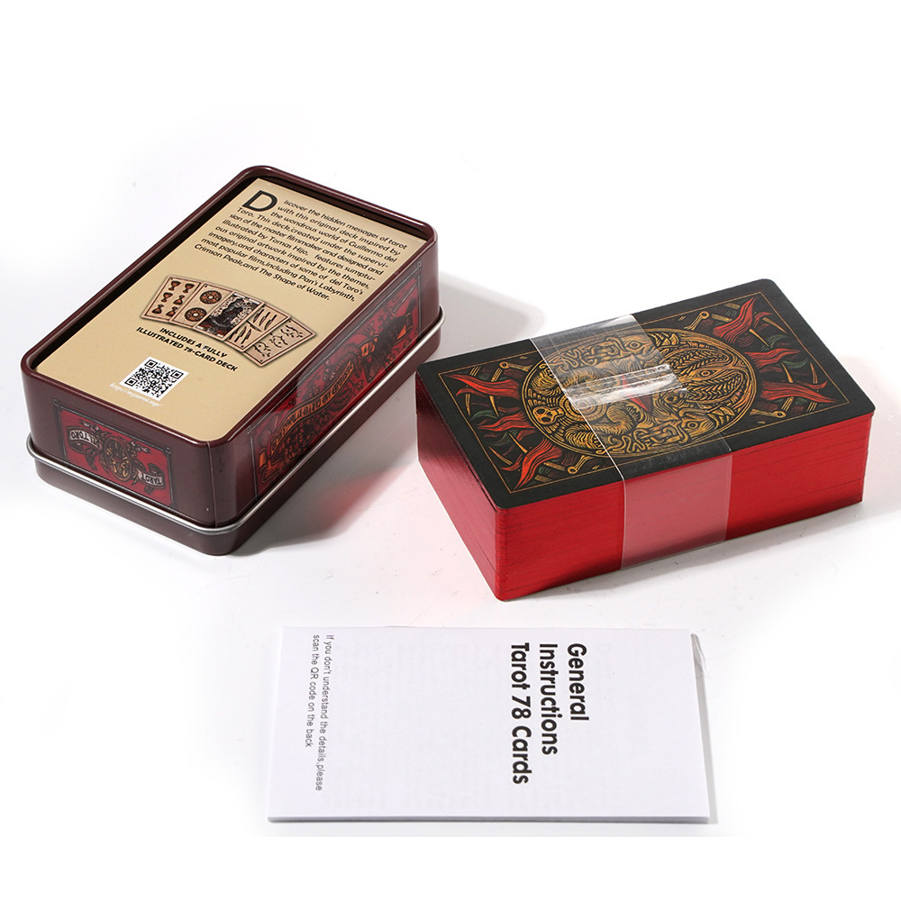 Bộ Bài Tarot Del Toro Tarot Hộp Thiếc Mạ Cạnh Đỏ 78 Lá Tặng File Tiếng Anh Và Đá Thanh Tẩy