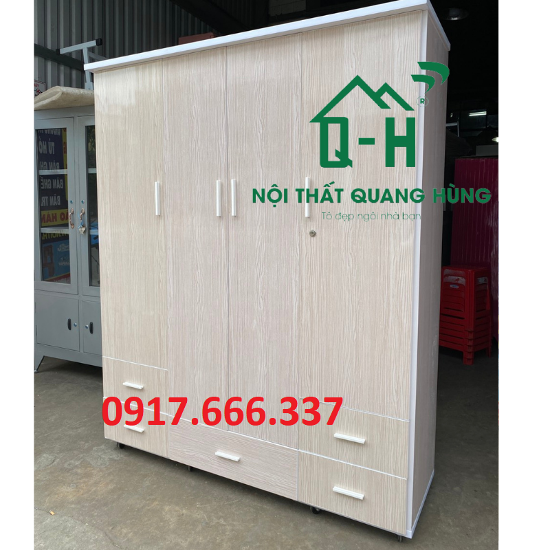 TỦ NHỰA ĐÀI LOAN 4 CÁNH 1M6X1M8 MÀU TRẮNG SỒI DÀNH CHO GIA ĐÌNH