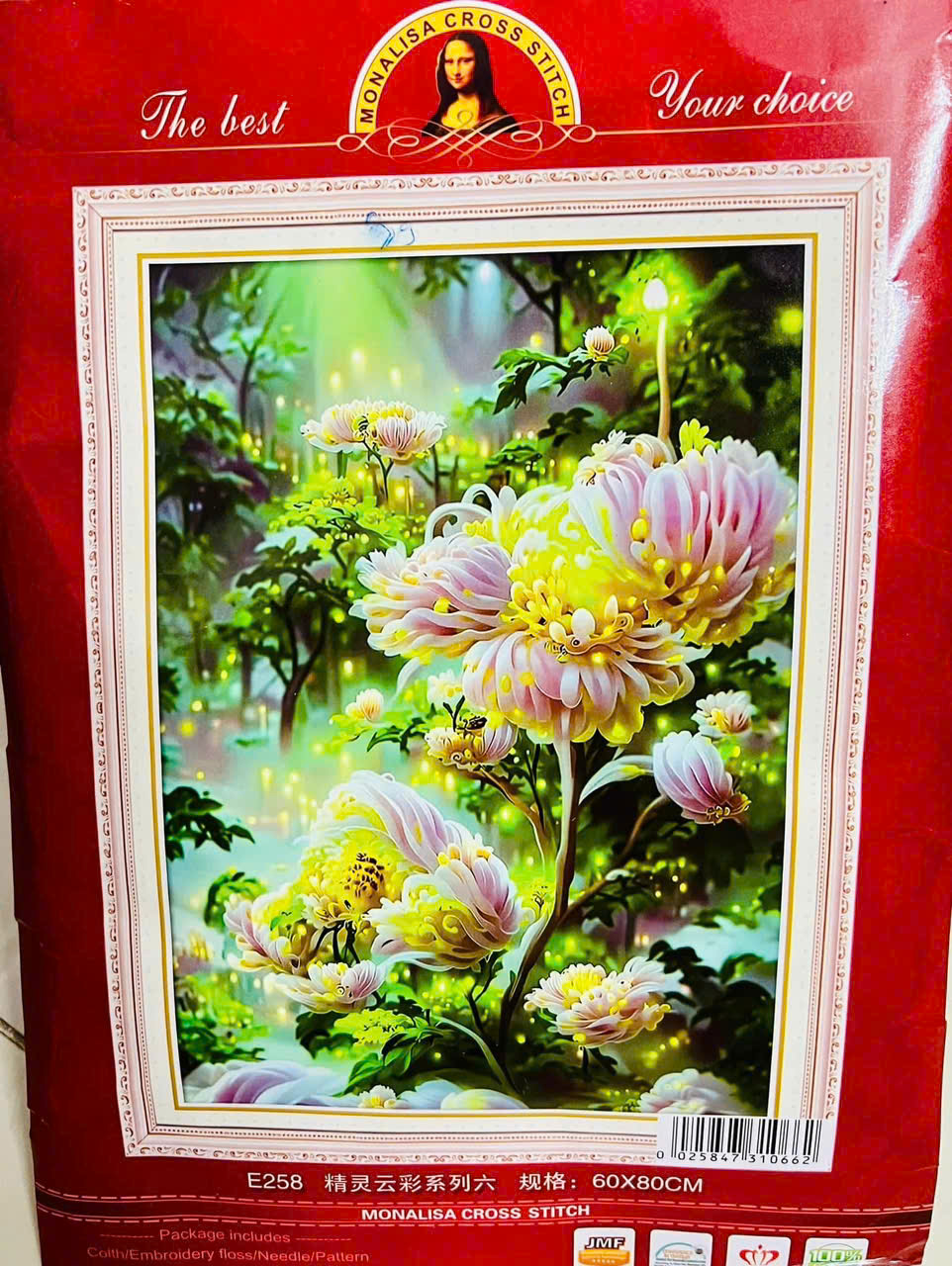 Tranh thêu kín Hoa bỉ ngạn E258, kt 60 x 80 cm