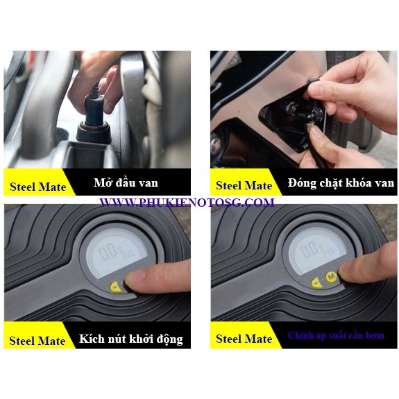 Bơm ô tô STEELMATE P05 điện tử - Bơm xe ô tô, xe máy thông minh cảm biến hơi tự ngắt