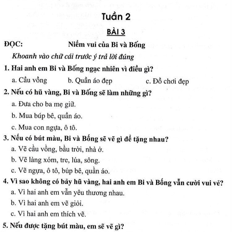 Bài Tập Trắc Nghiệm Tiếng Việt 2