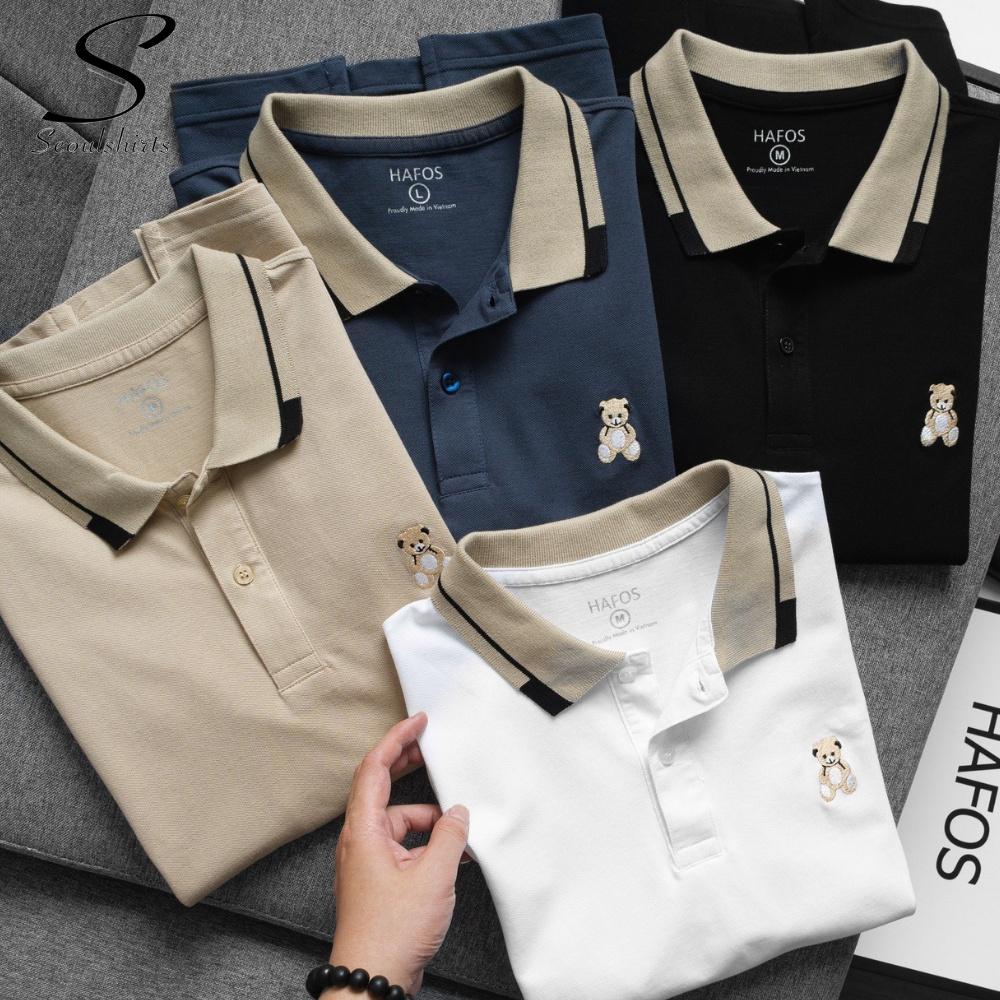 Áo thun nam polo thêu gấu basic cổ bẻ cao cấp vải POLY CÁ SẤU dày dặn thoáng mát trẻ trung năng động - SU 260