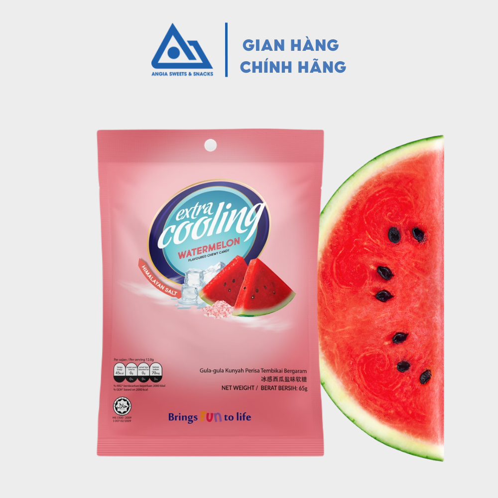 Kẹo mềm trái cây muối Extra Cooling gói 65g, kẹo dẻo Chewy Candy ăn vặt Malaysia nhiều vị An Gia Sweets Snacks