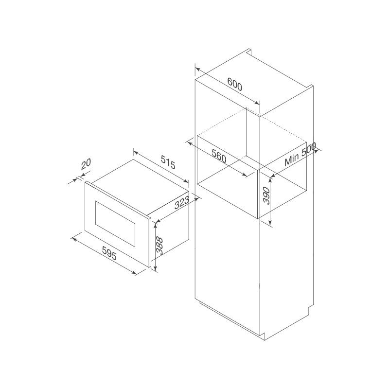 Lò Vi Sóng Âm Tủ Malloca MW-820B - 5 Mức Công Suất Vi Sóng - Dung Tích 20L - Hàng Chính Hãng